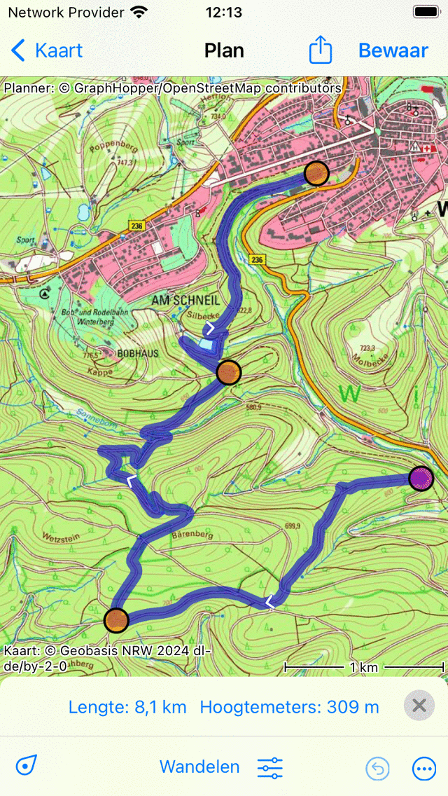Route uitbreiden Topo GPS