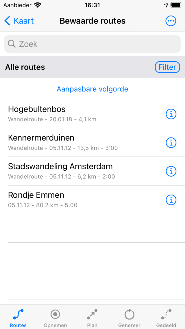 Routesscherm Topo GPS