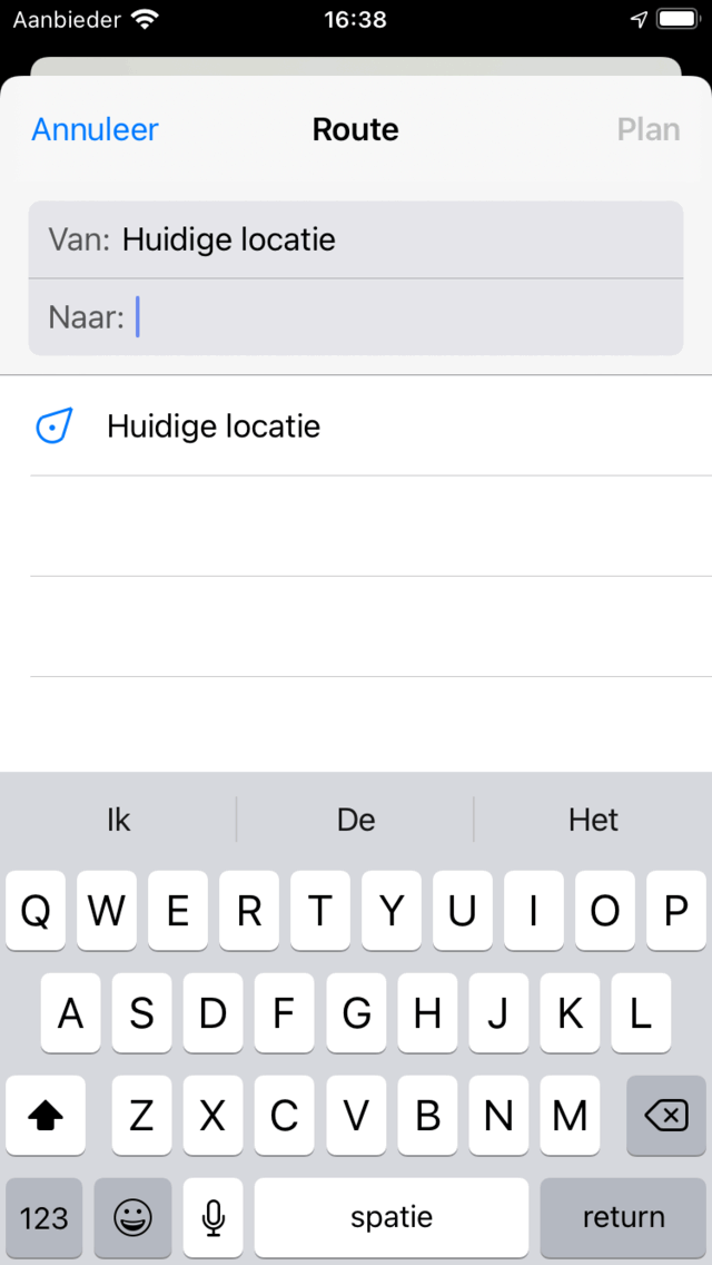 Route plannen naar locatie Topo GPS
