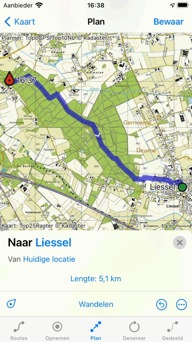 Route plannen naar locatie Topo GPS