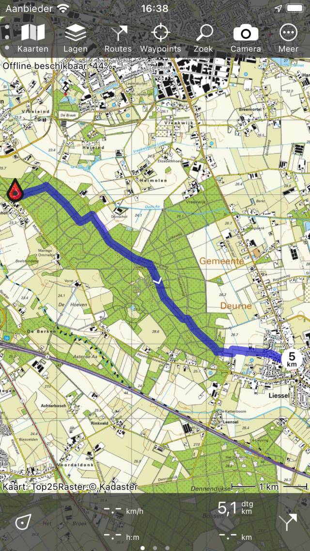 Route plannen naar locatie Topo GPS