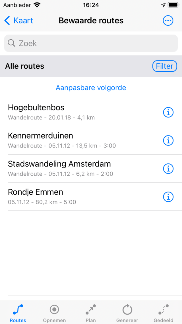 Routesscherm Topo GPS