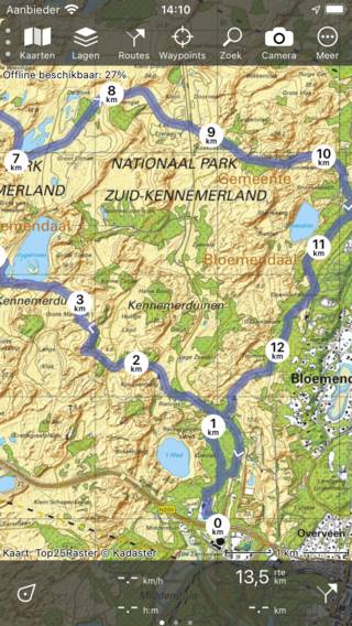 Instellingenscherm Topo GPS