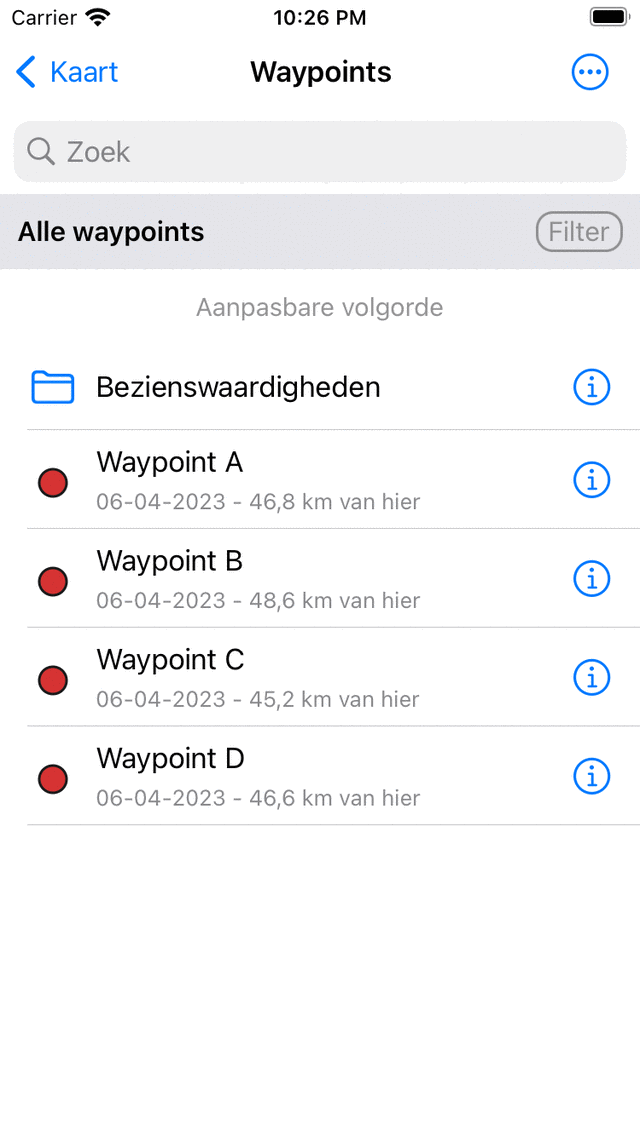 Nieuwe waypoint map Topo GPS