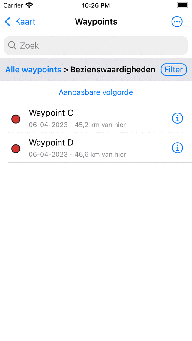 Een geopende map Topo GPS