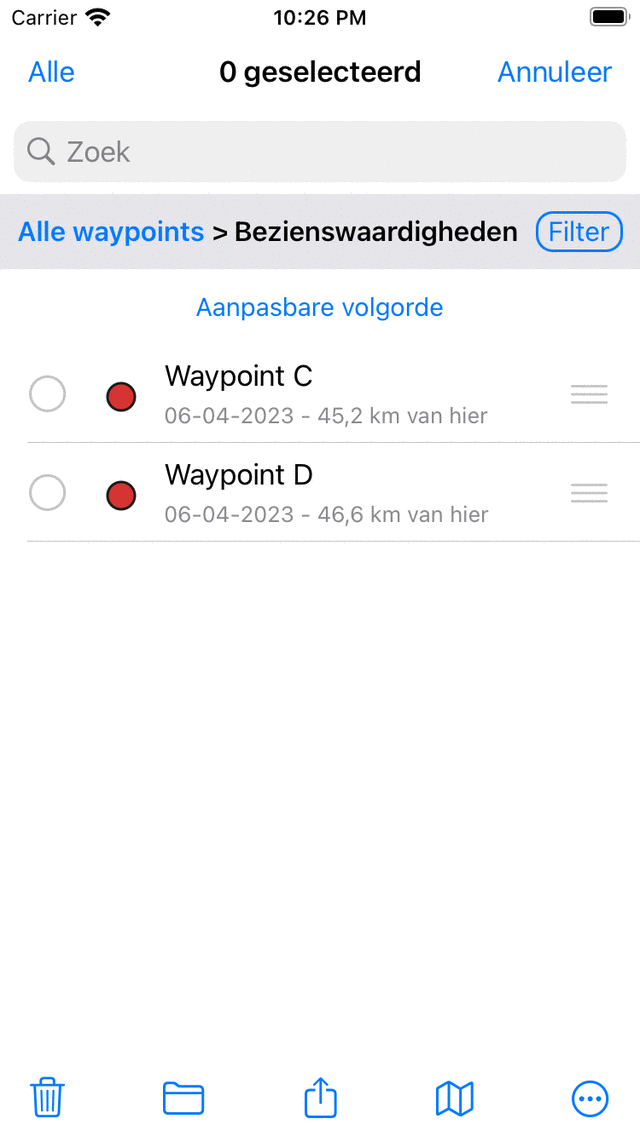 Een geopende map Topo GPS