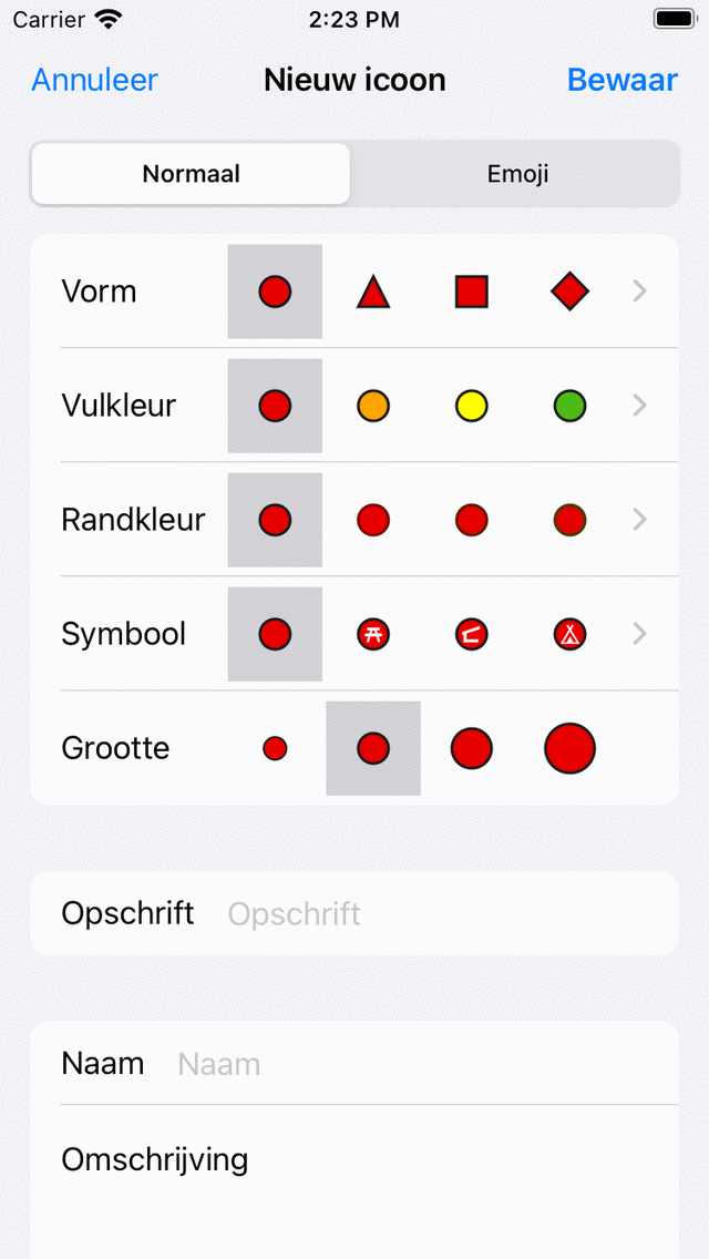 Nieuw icoon scherm Topo GPS