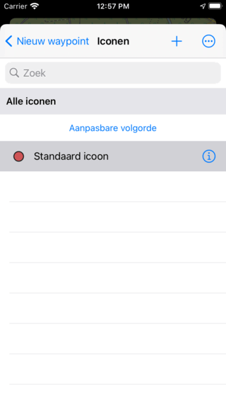 Waypointiconenscherm Topo GPS
