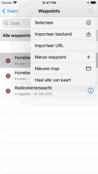 Alle waypoints van kaart verwijderen Topo GPS
