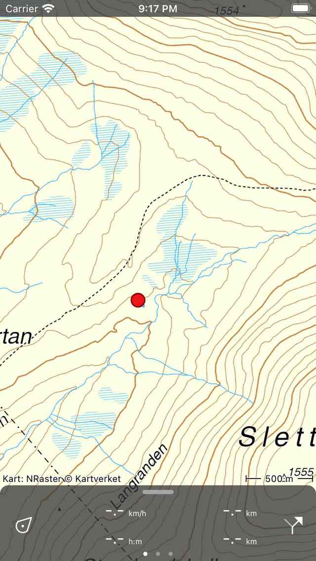Waypoint trykk lenge på kartet Topo GPS