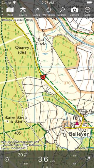 Główny ekran mapy Wielkiej Brytanii Topo GPS