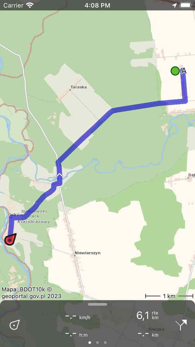 Planowanie trasy do punktu orientacji Topo GPS