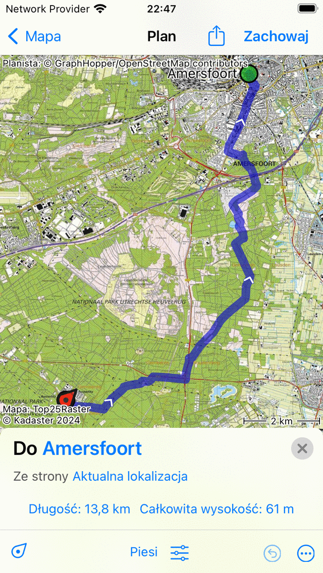 Planowanie trasy do lokalizacji Topo GPS