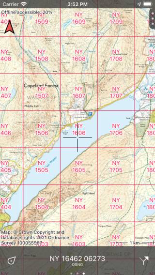 Grades de coordenadas na tela de camadas Topo GPS