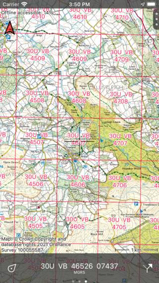 Grades de coordenadas na tela de camadas Topo GPS