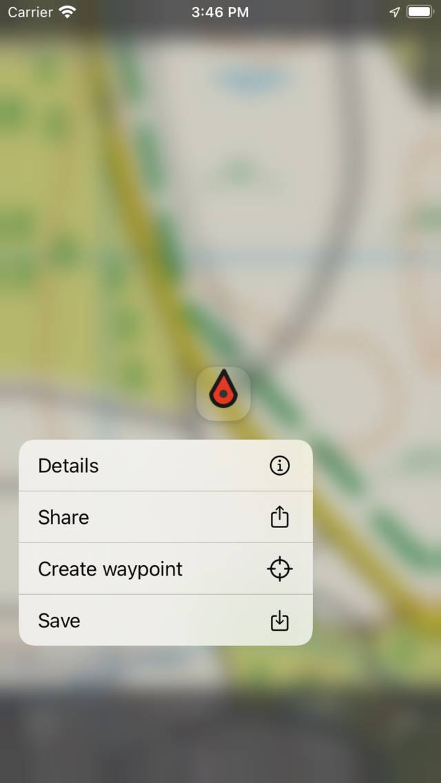 Ações rápidas de localização atual Topo GPS