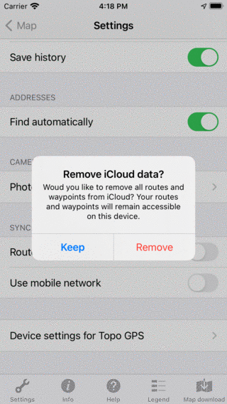 Rotas e pontos de passagem sincronizam o iCloud