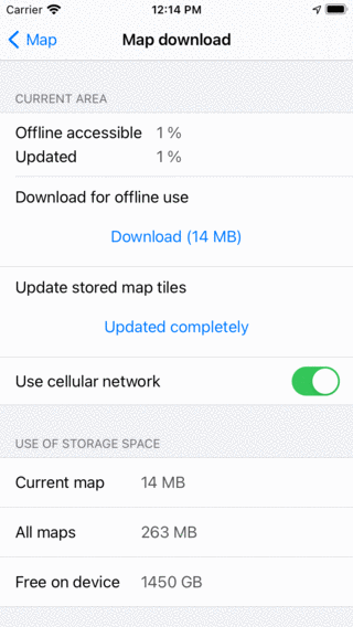 Tela de download do mapa