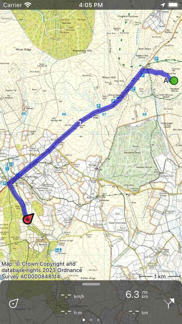 Planejando a rota para o waypoint Topo GPS