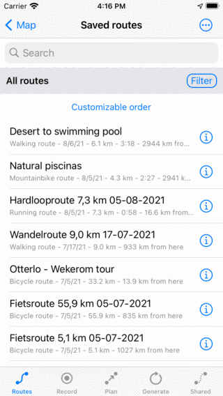 Traseele și punctele intermediare sincronizează iCloud