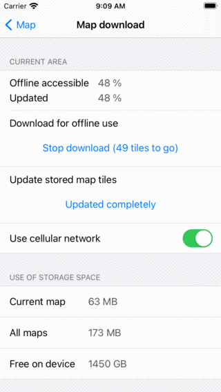 Efectuarea hărții offline accesibilă Topo GPS