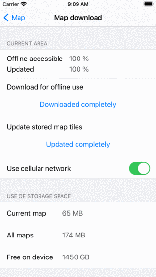 Efectuarea hărții offline accesibilă Topo GPS