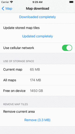 Efectuarea hărții offline accesibilă Topo GPS