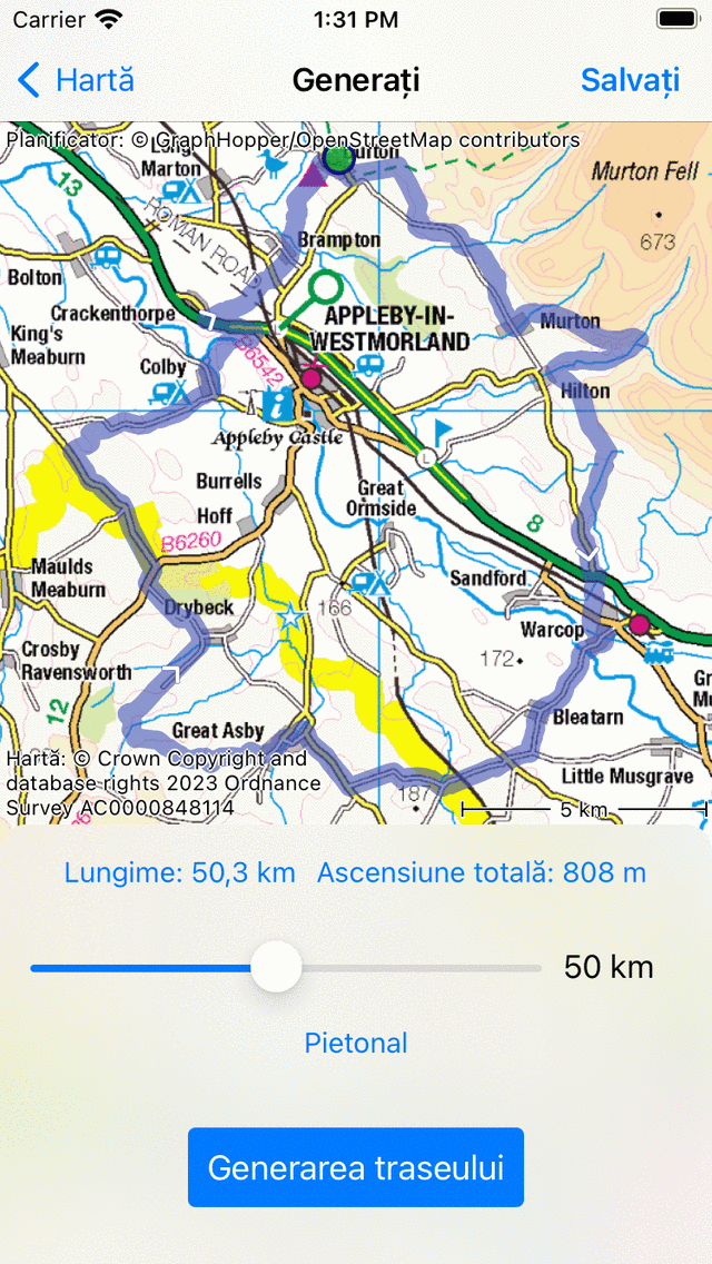 Generarea rutelor Topo GPS