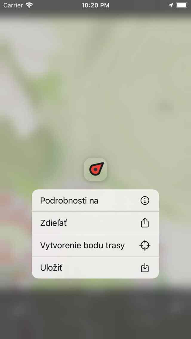 Aktuálna poloha rýchle akcie Topo GPS