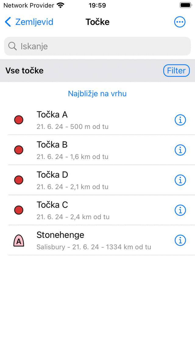 Razvrščanje topo GPS