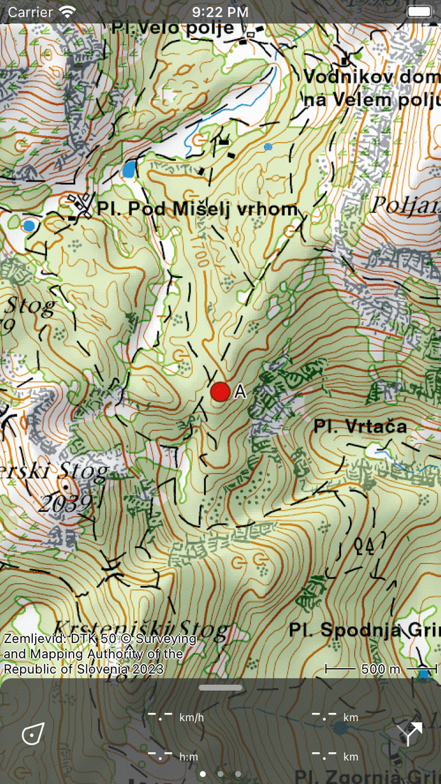 Točna točka je dodana na zemljevid Topo GPS