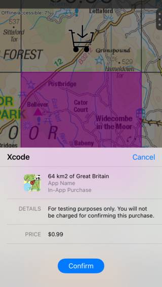 AppStore pop-up bekräftar köp Topo GPS