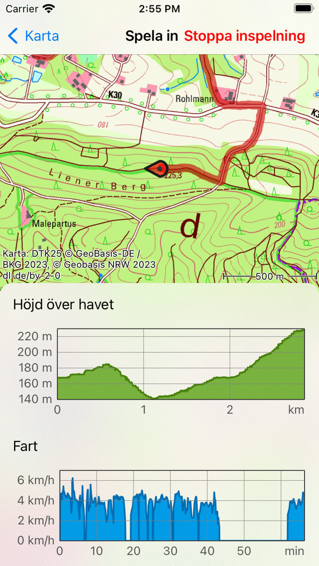 Inspelning väg Topo GPS