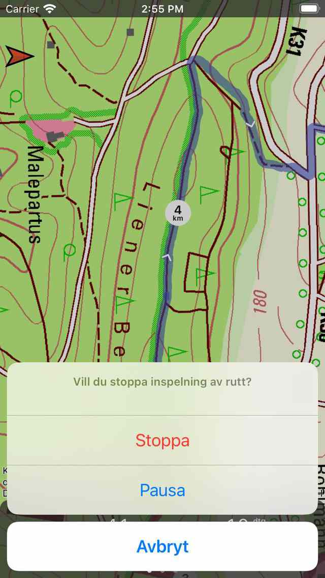 Stoppa rutt inspelning Topo