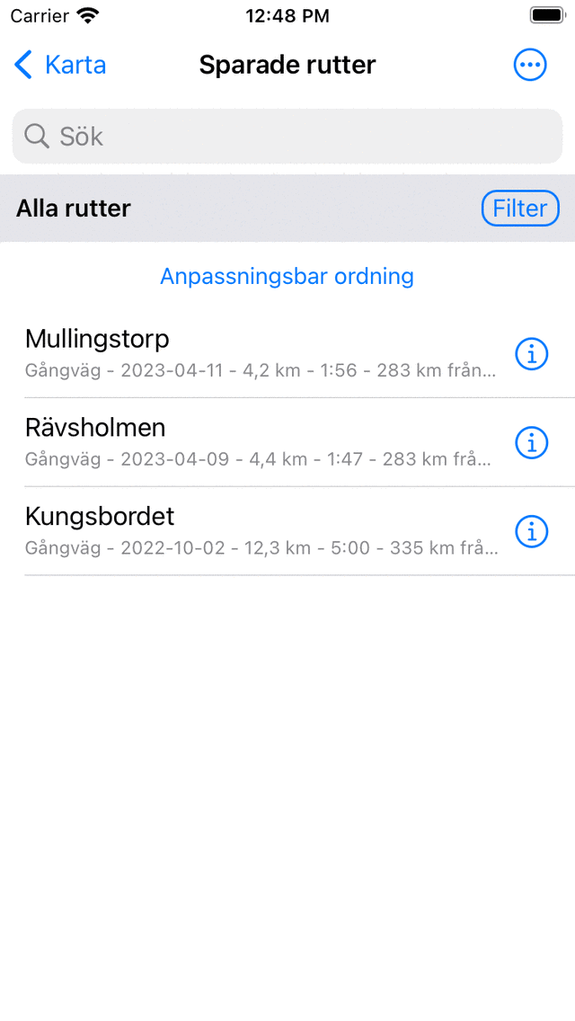 Rutter skärm Topo GPS