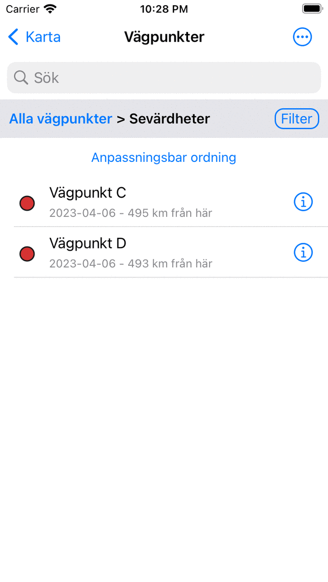 En öppnad mapp Topo GPS
