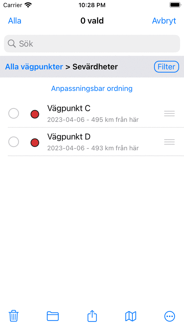 En öppnad mapp Topo GPS