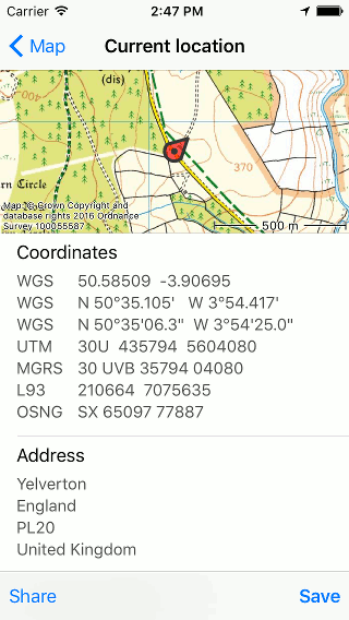 Position information Topo GPS