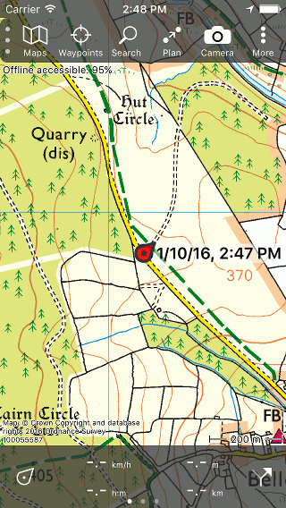 Saving current location as waypoint Topo GPS