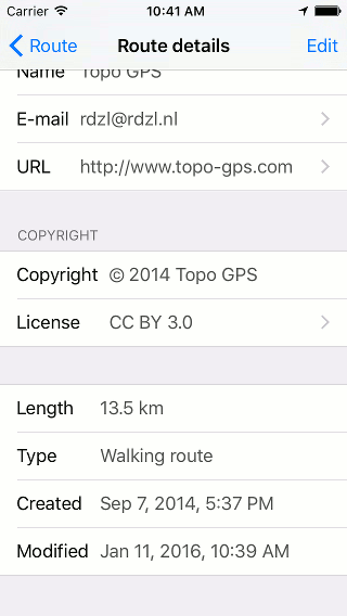 Route details Topo GPS