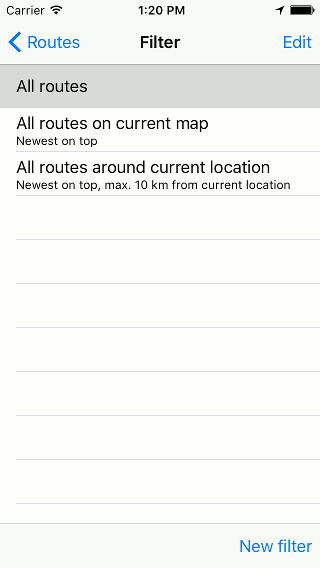 Searching routes and waypoints Topo GPS