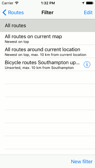 Searching routes and waypoints Topo GPS