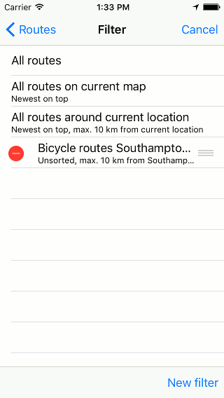 Searching routes and waypoints Topo GPS