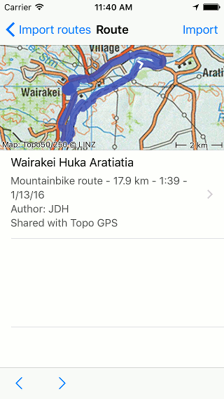 Importing routes Topo GPS
