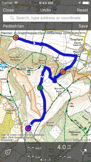 Routeplanner Topo GPS routepunt toevoegen.