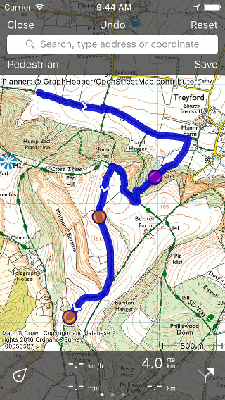Routeplanner Topo GPS routepunt toevoegen.