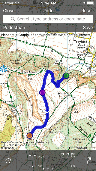 Routeplanner Topo GPS routepunt toevoegen.