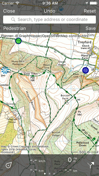 Route planner Topo GPS add route point