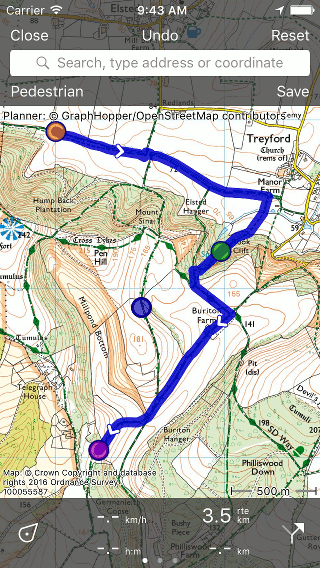 Routeplanner Topo GPS routepunt invoegen.