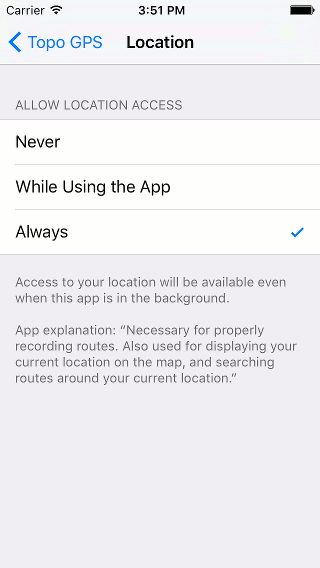 Recording route Topo GPS